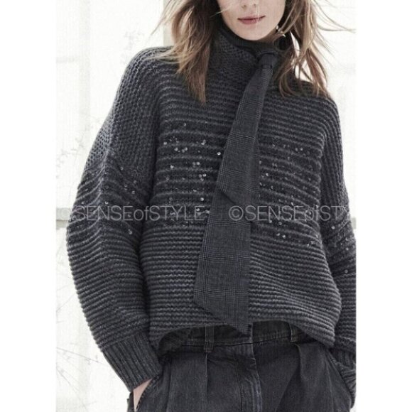 Brunello Cucinelli Sweater top Cashmere blend Pullover Jumper Sequin M - Picture 2 of 8